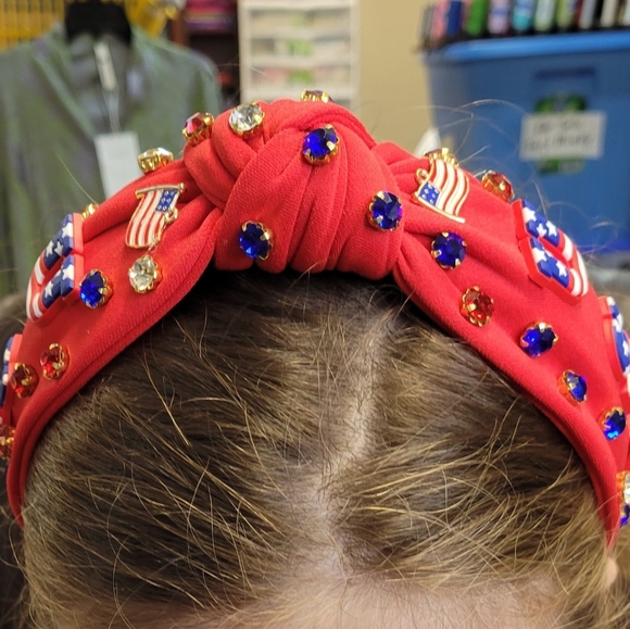 Patriotic Gaudy Red Headband - Picture 1 of 3